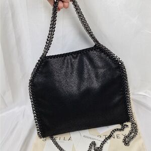 Stella McCartney Black Shoulder Bag with Silver Chain
